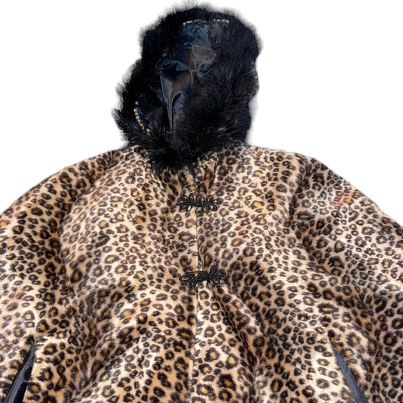 Girls Animal Print Cape Boa Trim Hooded Handmade Size 14 Read Measurements - Picture 2 of 8